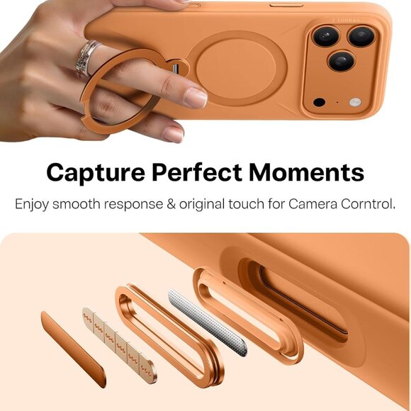 TORRAS Q3 Silicone 360 Spin for iPhone 17 Pro Case with Stand, Fit for MagSafe, - Picture 8 of 10